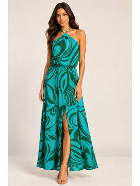 Premier Amour Jade Floral Maxi Summer tropical beach party Dress Size 4 (Small)